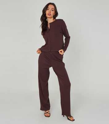 Urban Bliss Brown Long Sleeve Button Front Top