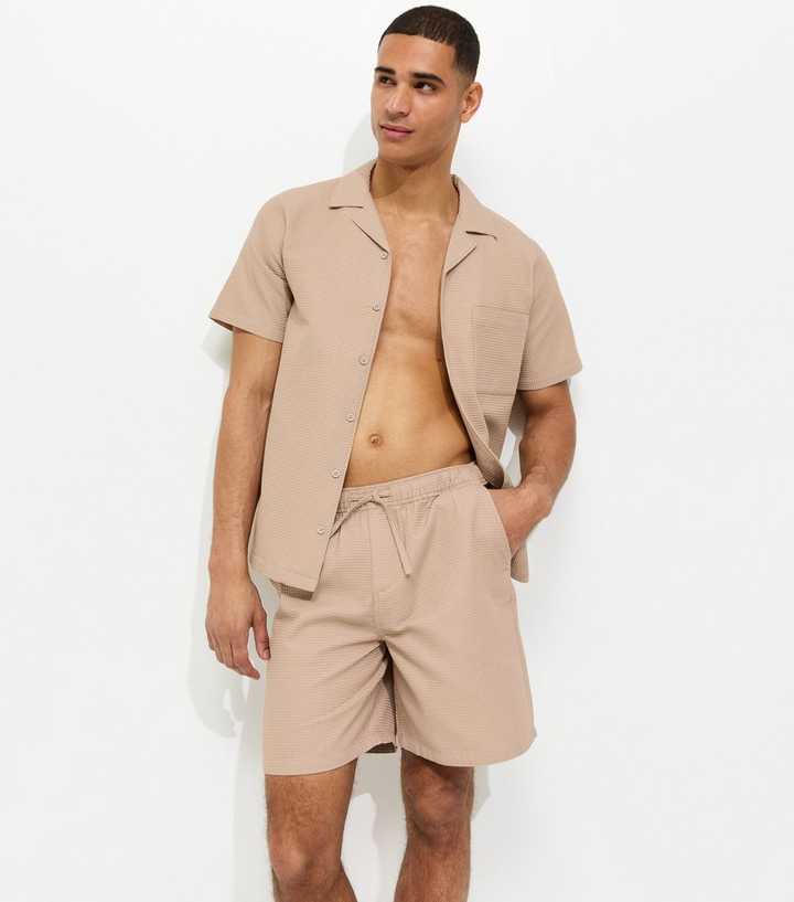 Stone Relaxed Waffle Drawstring Shorts