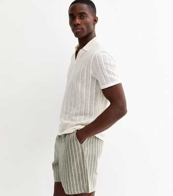 Green Regular Striped Drawstring Shorts