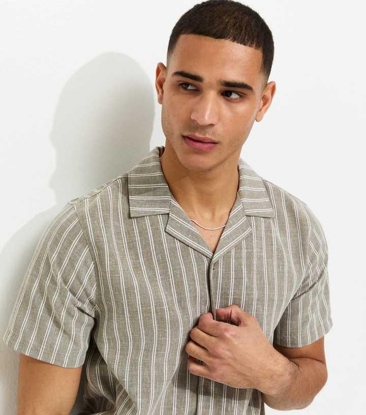 Green Short Sleeve Stripe Regular Longline Shirt