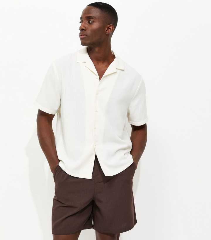 Dark Brown Linen Look Pull On Shorts