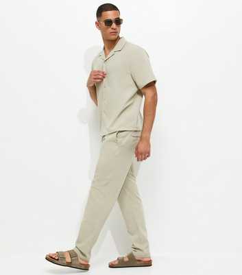 Mint Green Slim Linen Look Chino Trousers