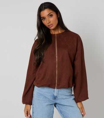 Urban Bliss Rust Faux Suede Bubble Hem Jacket