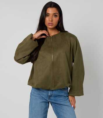 Urban Bliss Olive Faux Suede Bubble Hem Jacket
