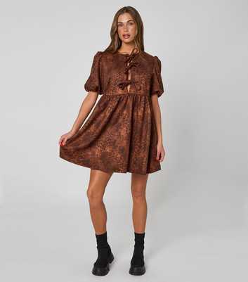 Urban Bliss Brown Faux Suede Puff Sleeve Mini Dress