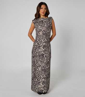 Urban Bliss Black Ribbed Animal Print Maxi Dress