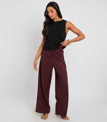 Urban Bliss Dark Brown Faux Suede Wide Leg Trousers