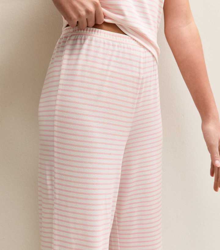 Ensemble Haut Et Pantalon Rayé Rose/blanc Motif Lapin - Taille S/M, Spandex, Neuf Sans étiquettes
