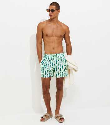 Jack & Jones Light Khaki Relaxed Fit Seashell Print Swim Shorts