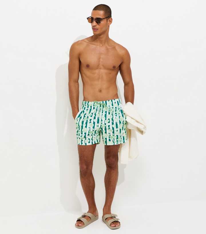 Jack & Jones Light Khaki Relaxed Fit Seashell Print Swim Shorts