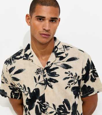 Jack & Jones Oatmeal Cotton Rich Floral Print Woven Shirt