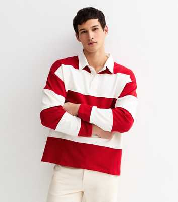 Jack & Jones Bright Red Bold Stripe Polo Shirt