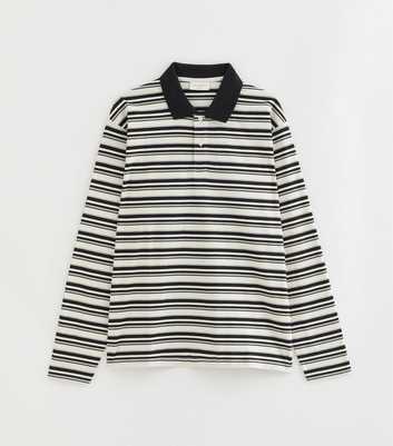 Jack & Jones Black Striped Long Sleeve Polo Shirt