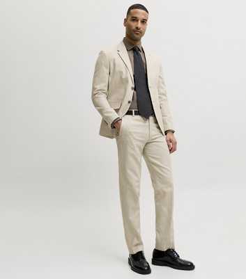 Jack & Jones Cream Cotton Rich Regular Tailored Trousers
