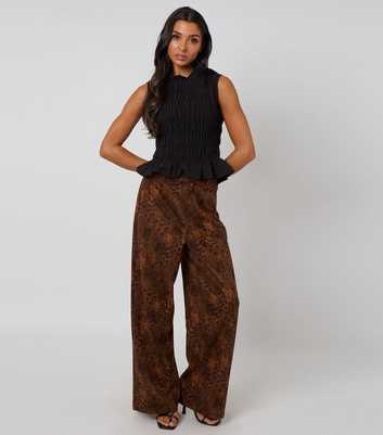 Urban Bliss Brown Faux Suede Animal Print Trousers