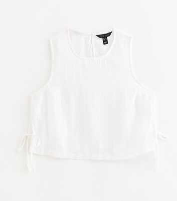 White Striped Tie Side Beach Sleeveless Top
