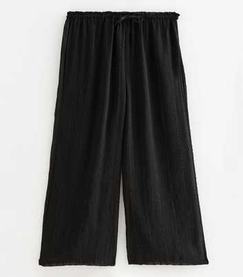 Black Striped Beach Wide Leg Trousers