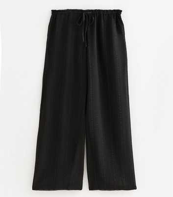 Petite Black Striped Beach Wide Leg Trousers