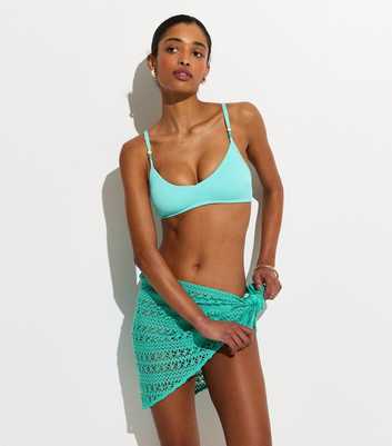 Turquoise Crochet Beach Sarong
