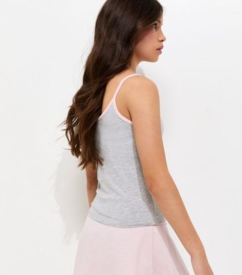 Girls Grey Jersey Scoop Neck Cami Top | New Look