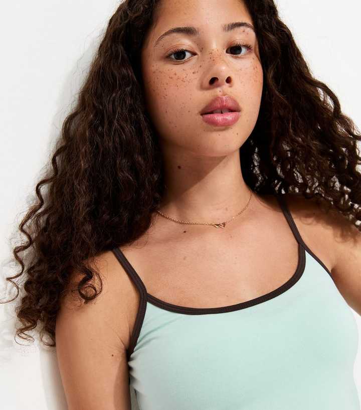 Girls Turquoise Jersey Scoop Neck Cami Top