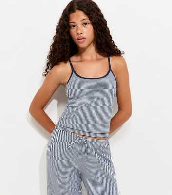 Girls Grey Striped Scoop Neck Cami Top