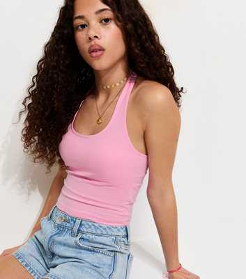 Girls Light Pink Jersey Halter Top