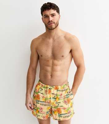 Yellow Regular Tropical Swim Shorts