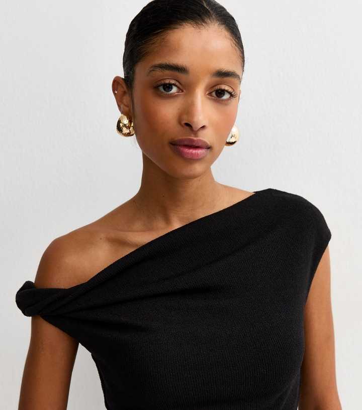Black Twisted Off The Shoulder Top