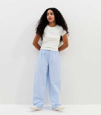 Girls White Do Not Disturb Wide Leg Pyjama Set