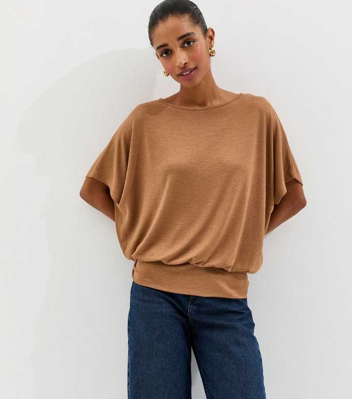 Camel Soft Touch Slub Batwing T-Shirt