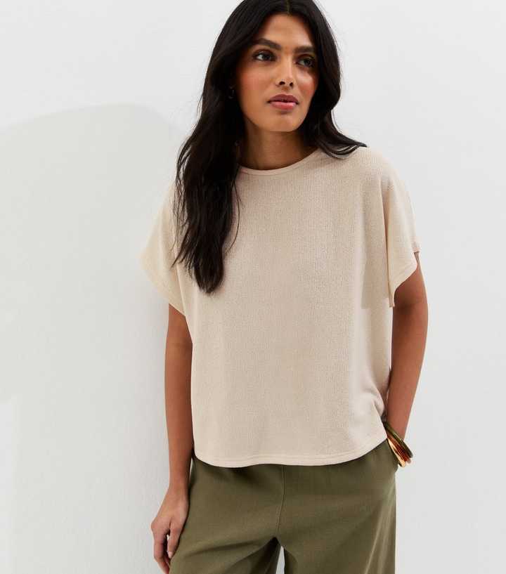 Cream Textured Soft Touch T-Shirt