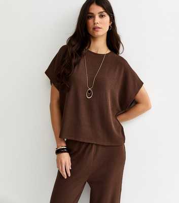 Dark Brown Textured Relaxed Top