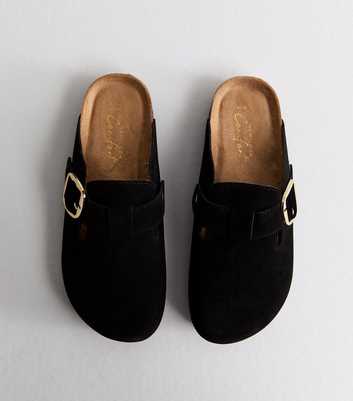 Black Faux Brushed Leather Clogs