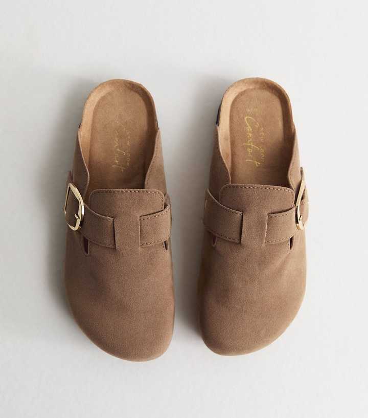 Light Brown Faux Brushed Leather Clogs