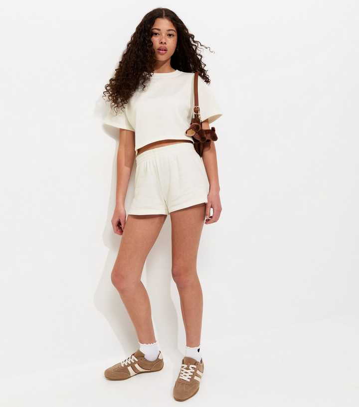Girls Off White Side Split Running Shorts