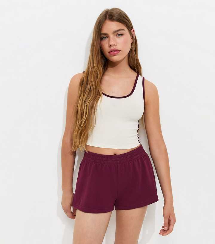 Girls Dark Burgundy Side Split Running Shorts