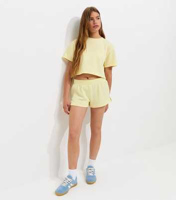 Girls Light Yellow Side Split Running Shorts