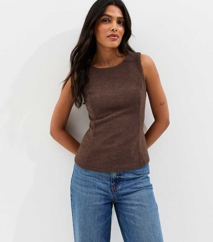 Brown Soft Touch Peplum Vest