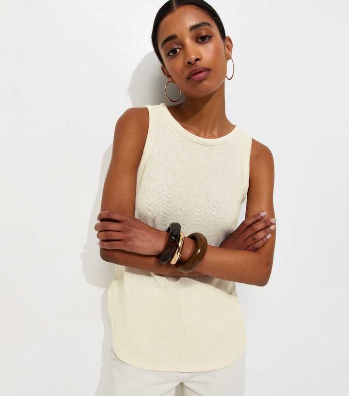 Cream Textured Soft Touch Vest Top