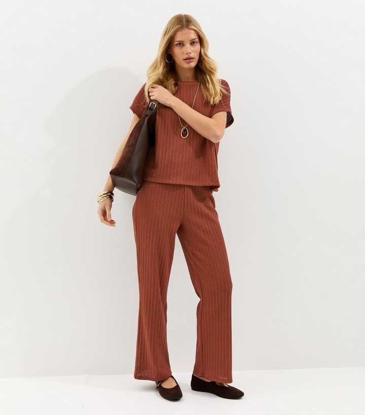 Dark Red Textured Soft Touch Trousers