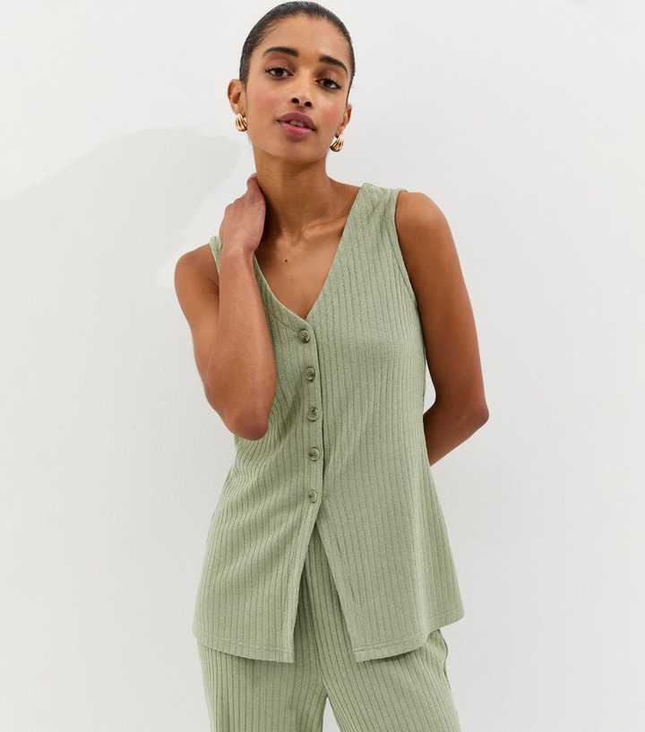 Light Khaki Soft Touch V Neck Waistcoat