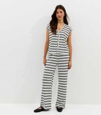 White Soft Touch Striped Trousers