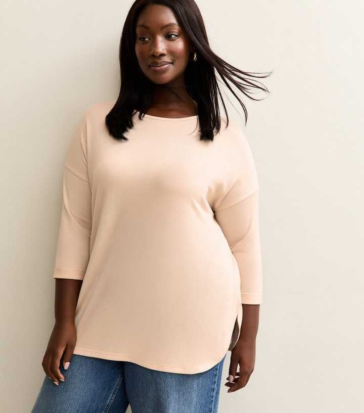 Curves Cream Cropped Sleeve Top