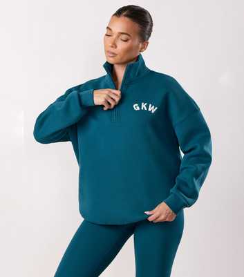 Gym King Women's Teal Inspire Funnel Neck Zip Up
