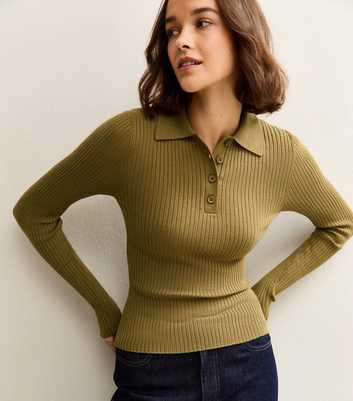 Light Khaki Lightweight Polo Button Jumper