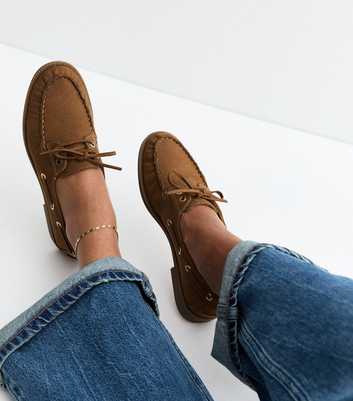 Tan Brushed Faux Leather Lace Up Loafers