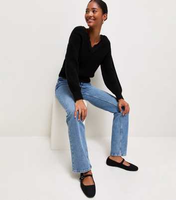 Black Faux Suede Mary Jane Ballet Flats