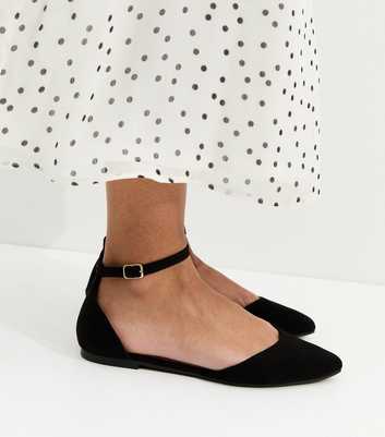 Black Faux Suede Pointed Flats