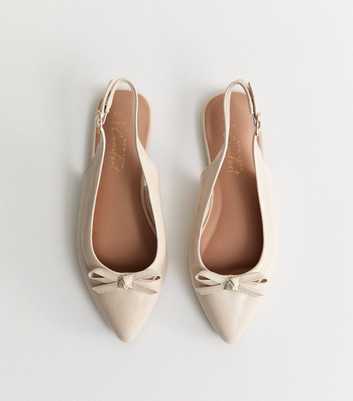 Wide Fit Off White Faux Leather Slingback Flats